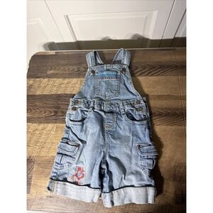 Levi's Overall Shorts Girls 4T Embroidered 99% Cotton Dual Button Sizing Lt Blue